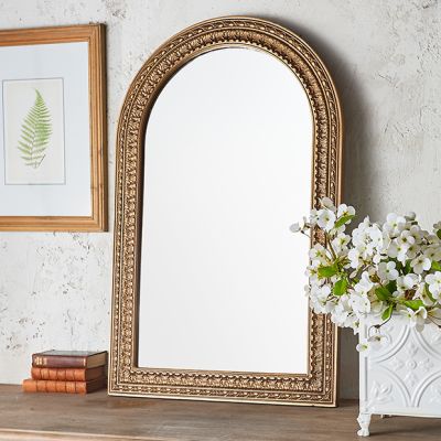 Patterned Gold Frame Arch Mirror