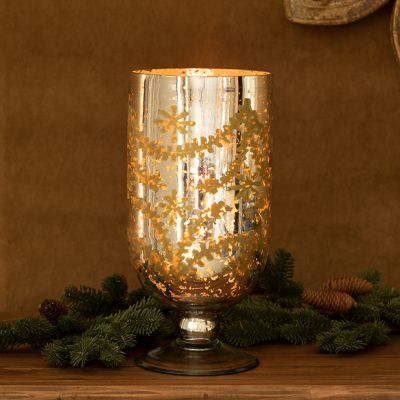 Patterned Mercury Glass Footed Hurricane