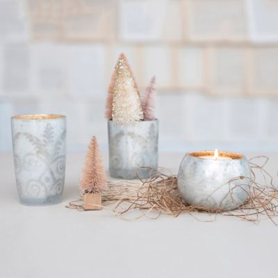 Patterned Mercury Glass Votive Holders Set of 3