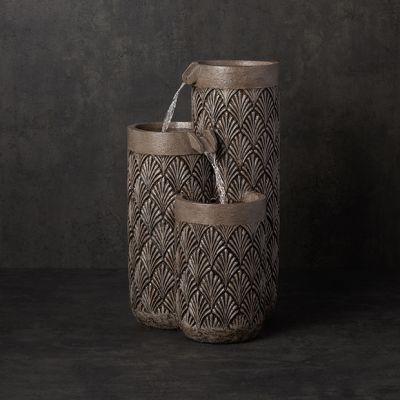 Patterned Triple Cup Garden Fountain