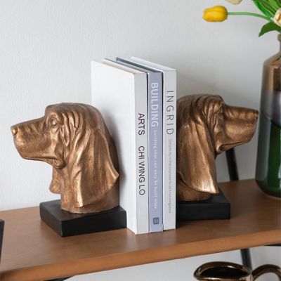 Pedestal Base Basset Hound Bookend Set of 2