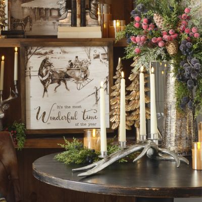 Pewter Finish Antler Candelabra