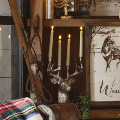 Pewter Finish Deer Candelabra