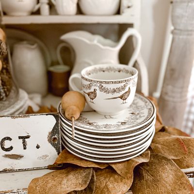 Pheasant Pattern Stoneware Coffee Mug