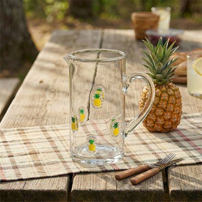 Pineapple Accented Glass Drink Pitcher
