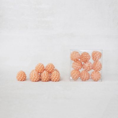 Pinecone Shaped Tealight Set of 9 Blush