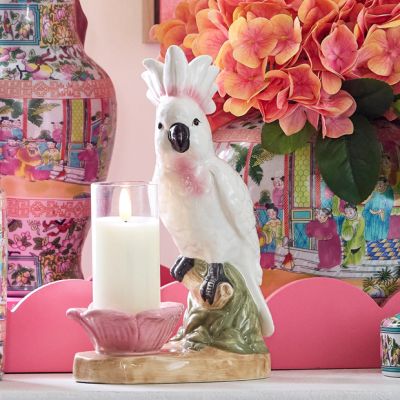 Pink and White Ceramic Cockatoo Set of 2