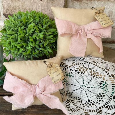 Pink Bow Mini Pillow Bowl Filler Set of 2