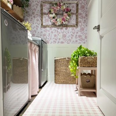 Pink Buffalo Check Vinyl Mat Rug