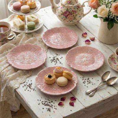 Pink Cabbage Stoneware Dinner Plate Set of 4