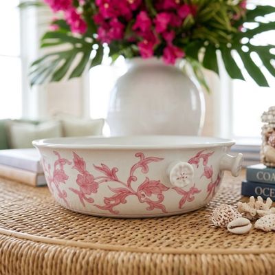 Pink Floral Clay Bowl