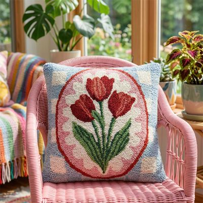 Pink Tulips Hook Accent Pillow