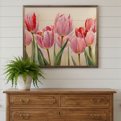 Pink Tulips White Wall Art