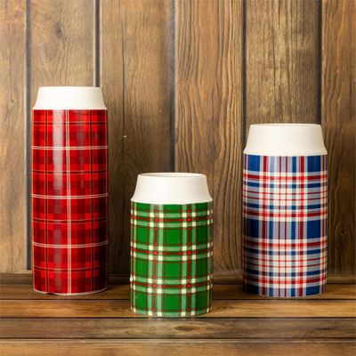 Plaid Ceramic Thermos Vase Set of 3