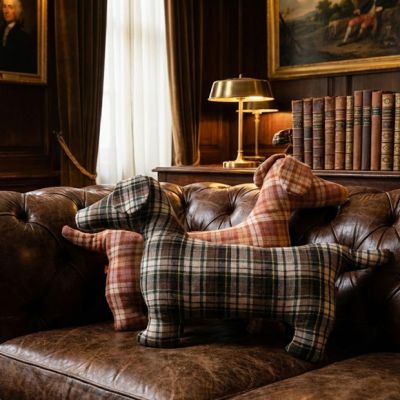 Plaid Pattern Dog Pillow Set of 2