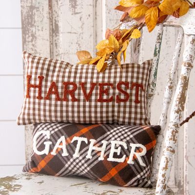 Plaid Pattern Fall Accent Pillows Set of 2