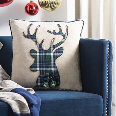 Plaid Reindeer Accent Pillow