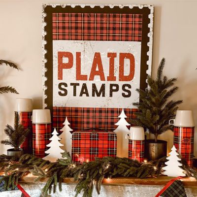 Plaid Stamps Christmas Canvas Wall Art