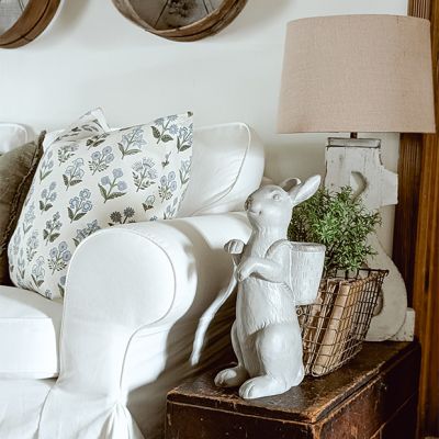 Playful Bunny with Basket Backpack Figure