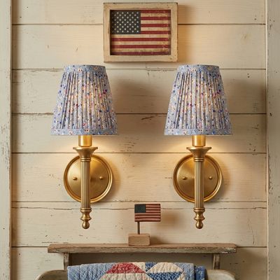 Pleated Blue Floral Wall Sconce Set of 2