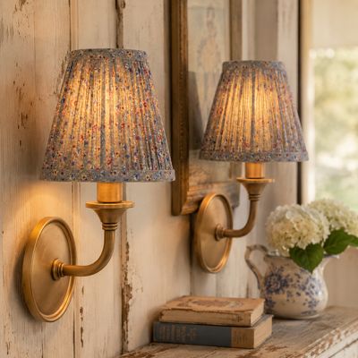 Pleated Blue Floral Wall Sconce Set of 2
