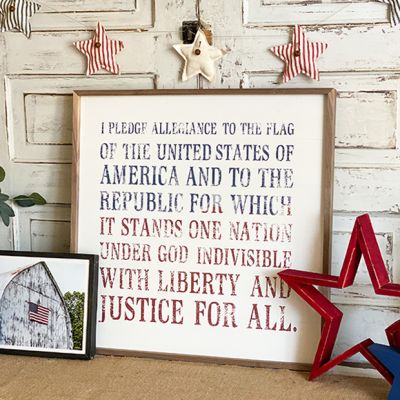Pledge Allegiance Blue And Red White Framed Wall Decor