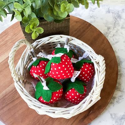 Polka Dot Pattern Strawberry Bowl Fillers Set of 6
