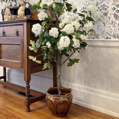 Potted Faux White Hydrangea Tree