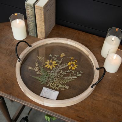Pressed Botanicals Round Glass Tray