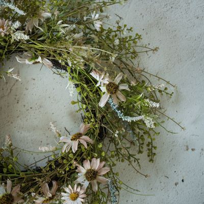 Pretty Pale Pink Faux Wildflower Wreath