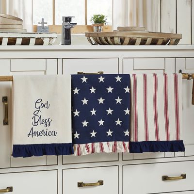 Pretty Patriotic Ruffled Tea Towels Set of 3