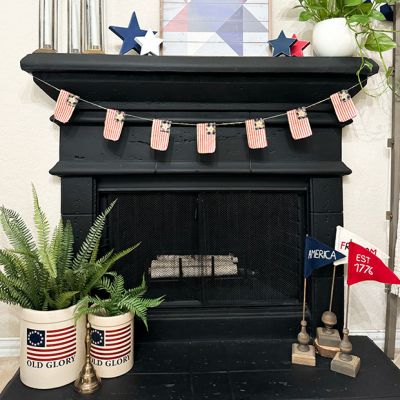 Primitive American Flag Banner Garland