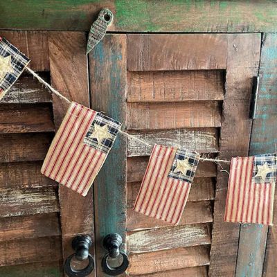 Primitive American Flag Banner Garland