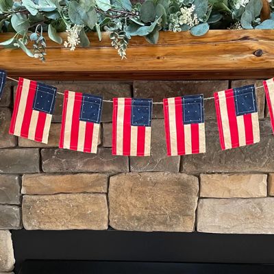 Primitive Americana Fabric Flag Garland