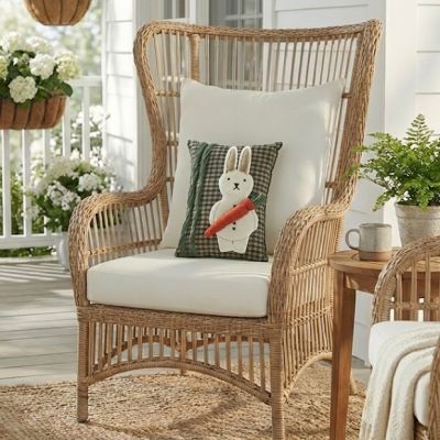 Primitive Bunny and Carrot Accent Pillow Set of 2