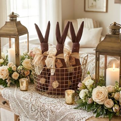 Primitive Chocolate Easter Bunny Pillow