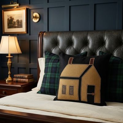 Primitive Country Applique House Accent Pillow