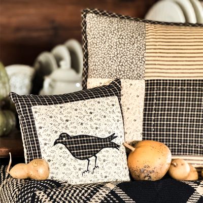 Primitive Farmhouse Crow Throw Pillow 10 Inch