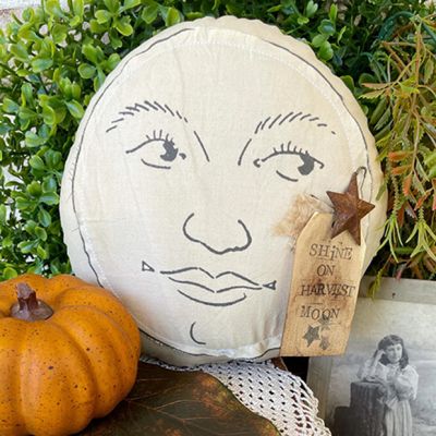Primitive Handmade Man in the Moon Pillow