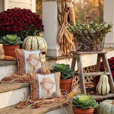 Primitive Harvest Scarecrow Mini Pillow Set of 2