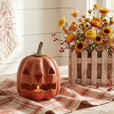 Primitive Hollow Upside Down Nose Jack O Lantern Luminary