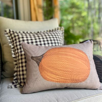Primitive Leaning Pumpkin Lumbar Pillow With Insert