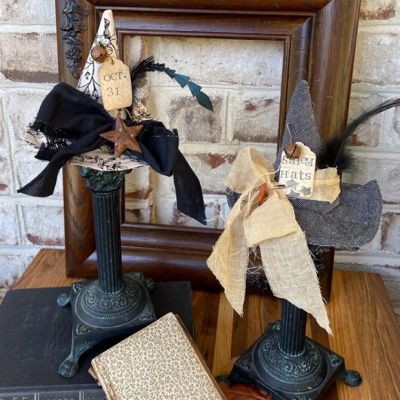 Primitive Mini Fabric Witch Hat Set of 2