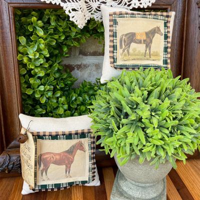 Primitive Mini Horse Pillow Bowl Fillers Set of 2