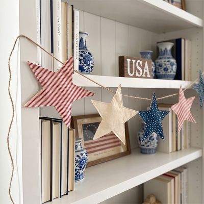 Primitive Patriotic Fabric Star Banner Garland