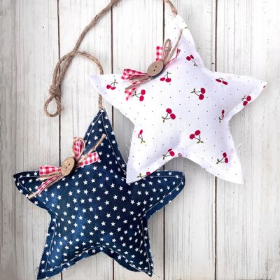 Primitive Red White and Cherry Hanging Stars