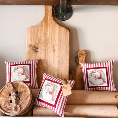 Primitive Santa Pillow Bowl Fillers Set of 3