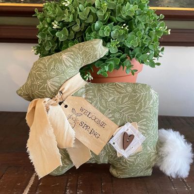 Primitive Springtime Floral Bunny Pillow