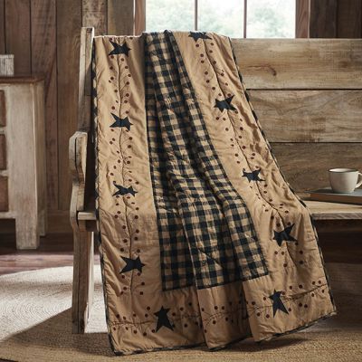 Primitive Star Quilted Farmhouse Throw