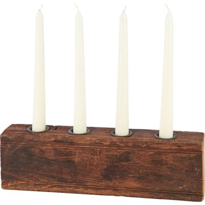 Primitive Wood Block Taper Candle Holder